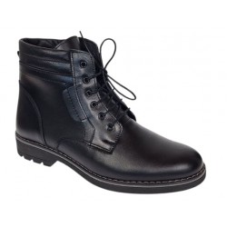 Ghete casual barbati din piele naturala imblanite Tomy Negru GKR26N