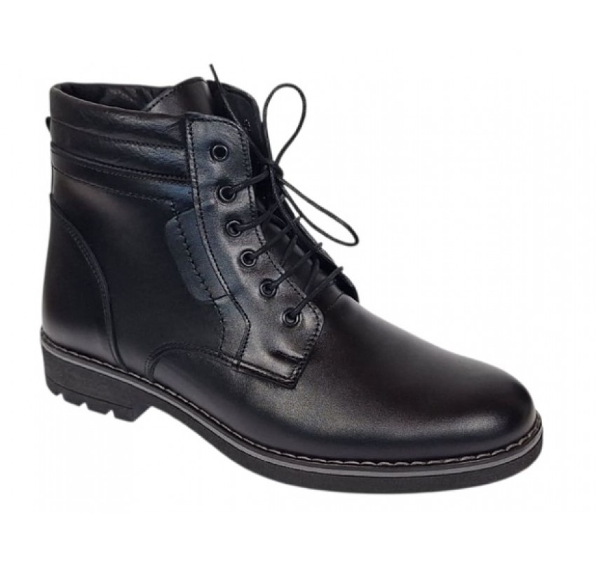 Ghete casual barbati din piele naturala imblanite Tomy Negru GKR26N