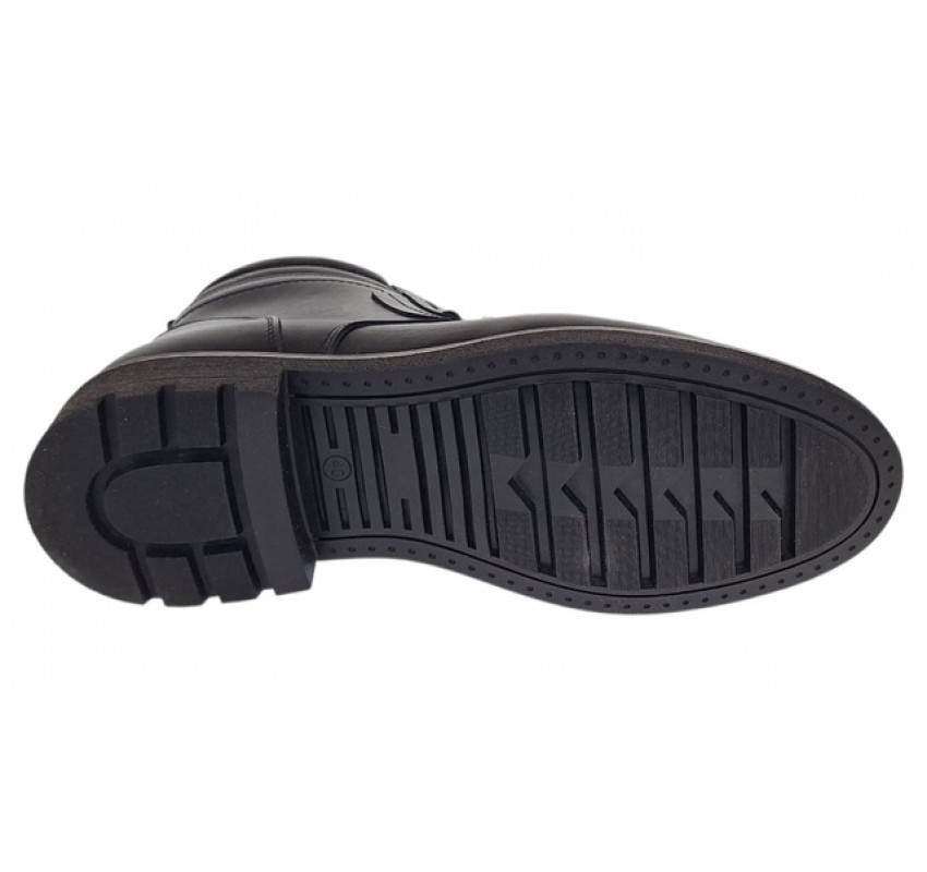 Ghete casual barbati din piele naturala imblanite Tomy Negru GKR26N