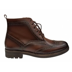 Ghete barbati maro din piele naturala cu model