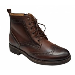 Ghete barbati maro din piele naturala cu model