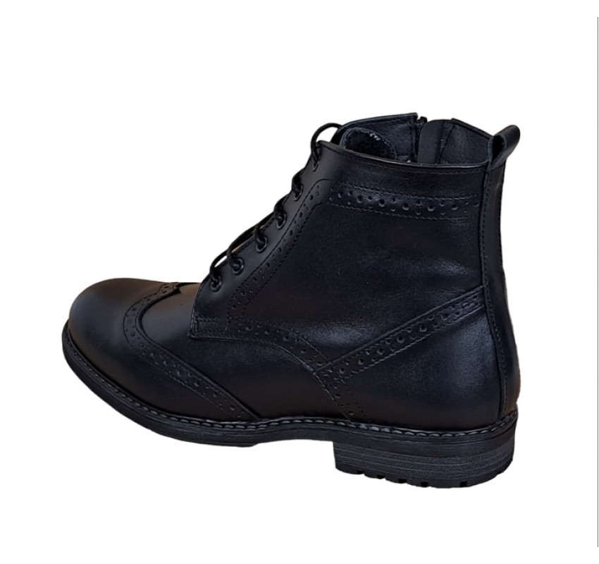 Ghete barbati Oxford din piele naturala imblanite GKR29 Negru