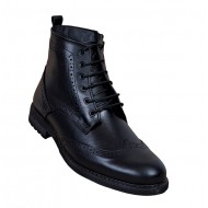 Ghete barbati din piele naturala neagra imblanite