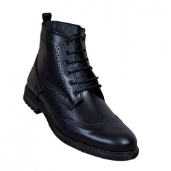 Ghete barbati din piele naturala neagra imblanite