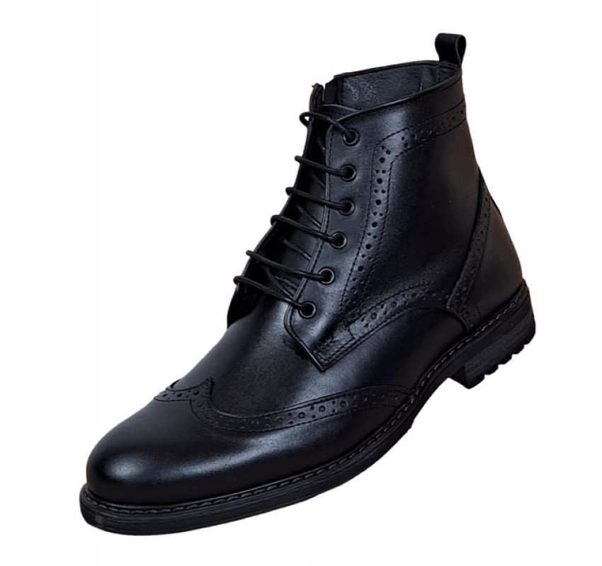 Ghete barbati Oxford din piele naturala imblanite GKR29 Negru