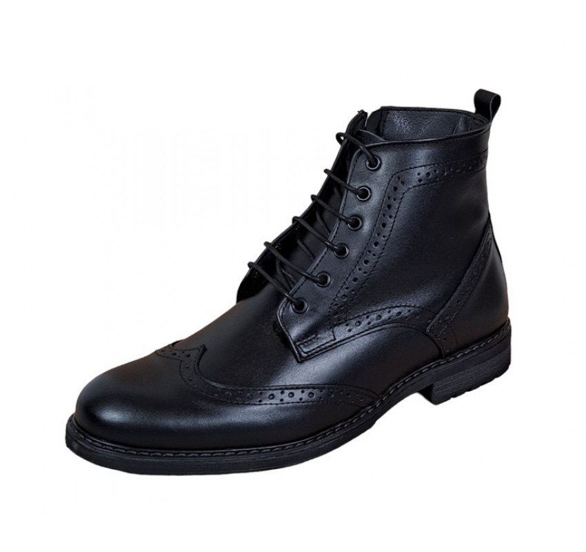 Ghete barbati Oxford din piele naturala imblanite GKR29 Negru