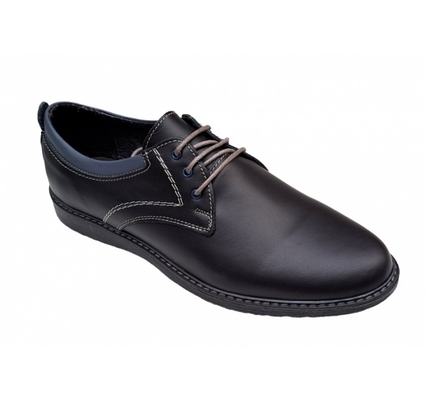 Pantofi barbati sport din piele naturala, negru GKR30N