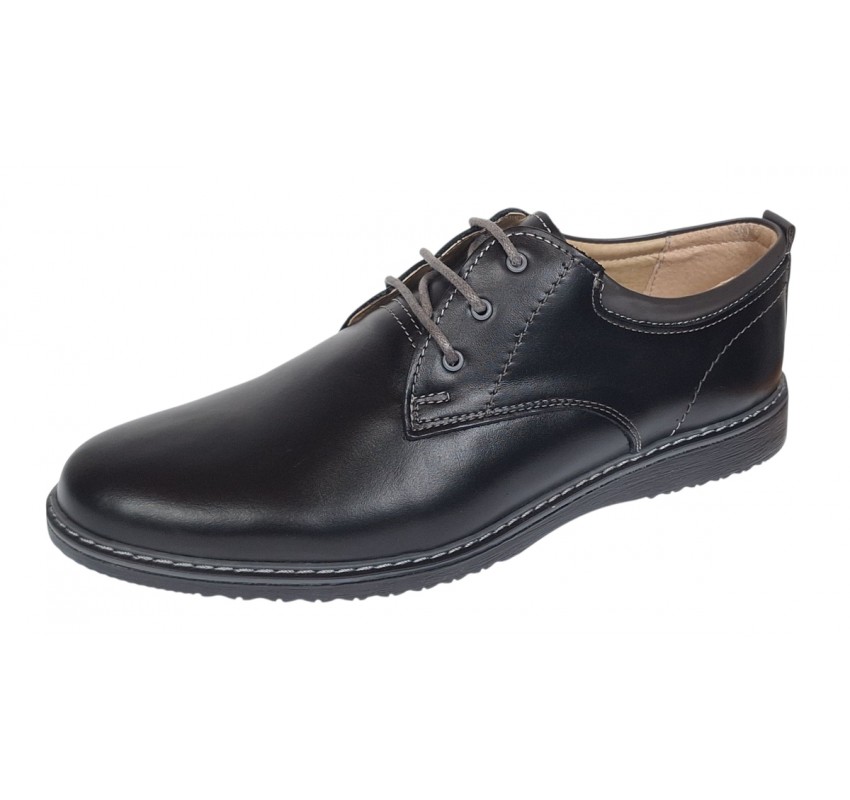 Pantofi barbati casual din piele naturala Negru GKR30N