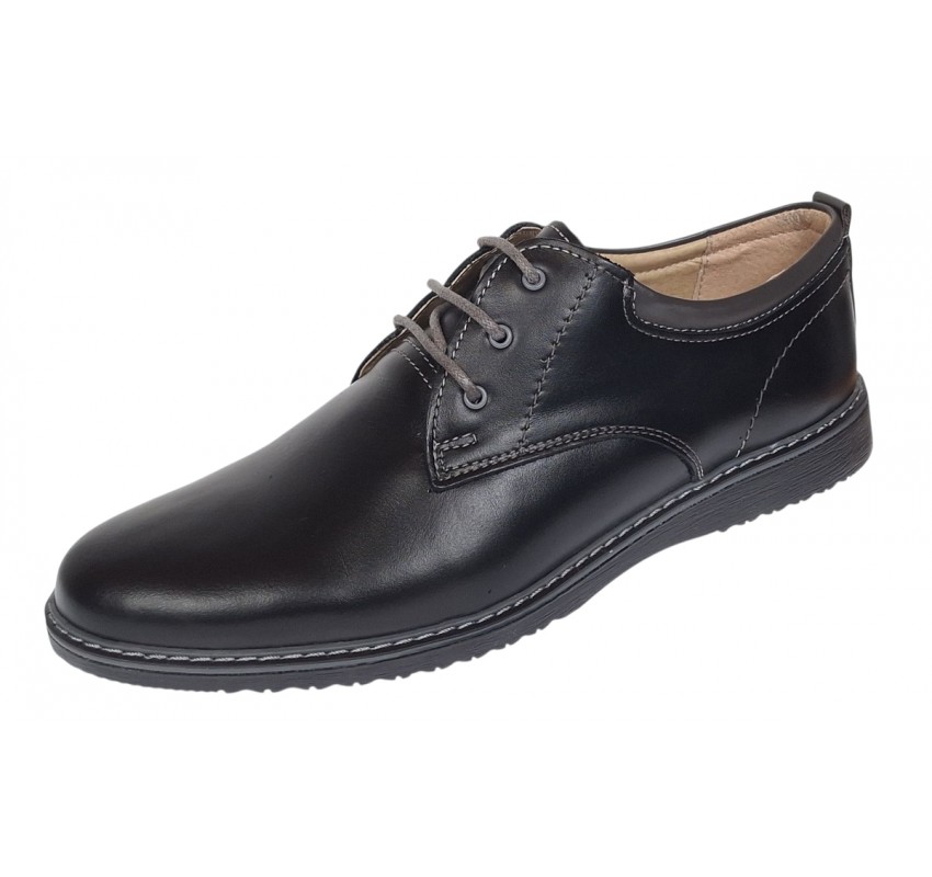 Pantofi barbati casual din piele naturala Negru GKR30N