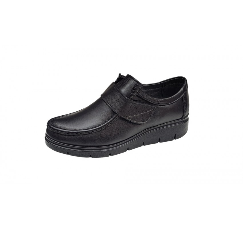 Pantofi dama casual, din piele naturala, negru box, SCAI, GKR33N