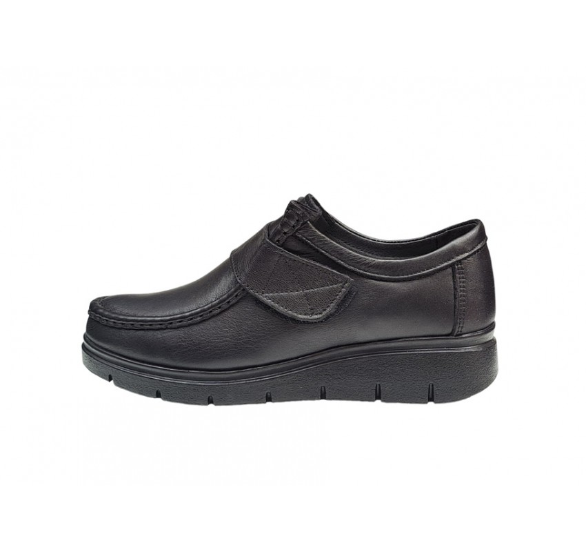 Pantofi dama casual, din piele naturala, negru box, SCAI, GKR33N