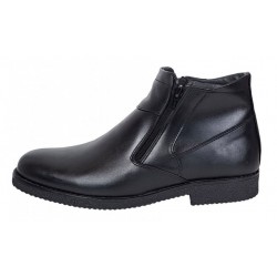 Ghete barbatesti negre din piele naturala cu doua fermoare Rusay Office GKR35NF