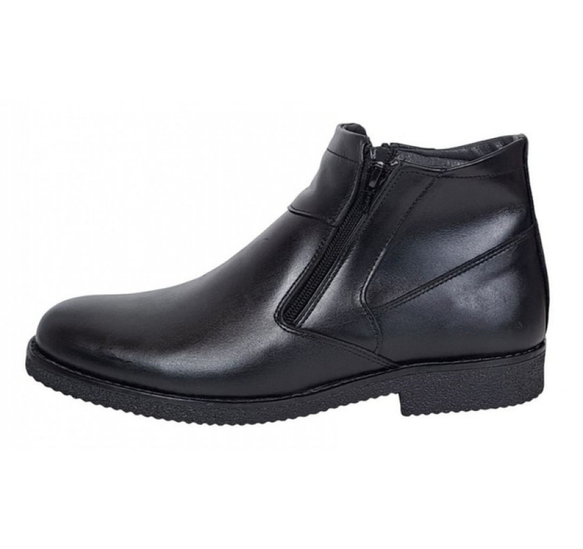 Ghete barbatesti negre din piele naturala cu doua fermoare Rusay Office GKR35NF