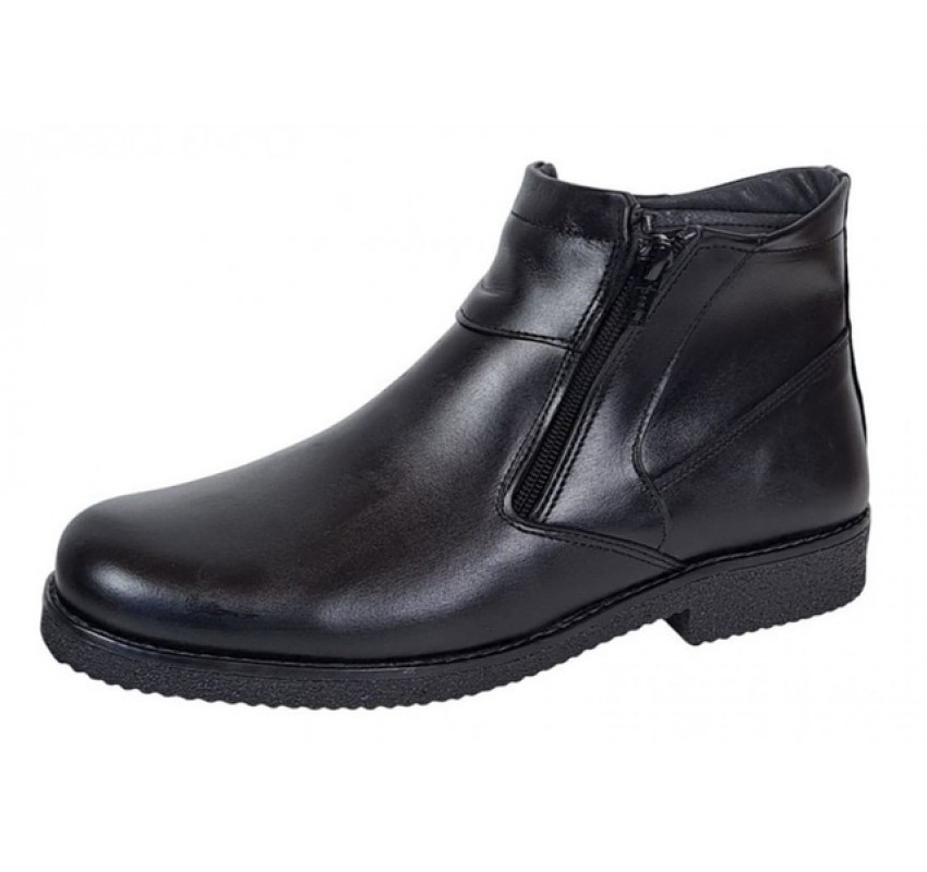 Ghete barbatesti negre din piele naturala cu doua fermoare Rusay Office GKR35NF