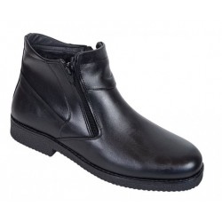 Ghete barbatesti negre din piele naturala cu doua fermoare Rusay Office GKR35NF