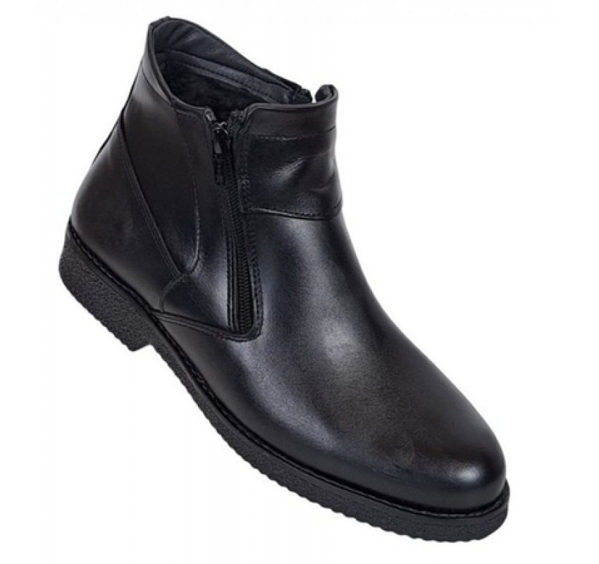 Ghete barbatesti negre din piele naturala cu doua fermoare Rusay Office GKR35NF