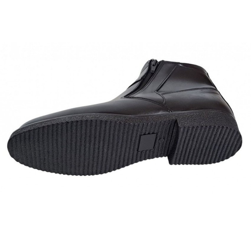 Ghete barbatesti negre din piele naturala cu doua fermoare Rusay Office GKR35NF
