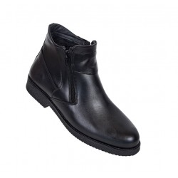 Ghete barbatesti negre din piele naturala cu doua fermoare Rusay Office GKR35NF