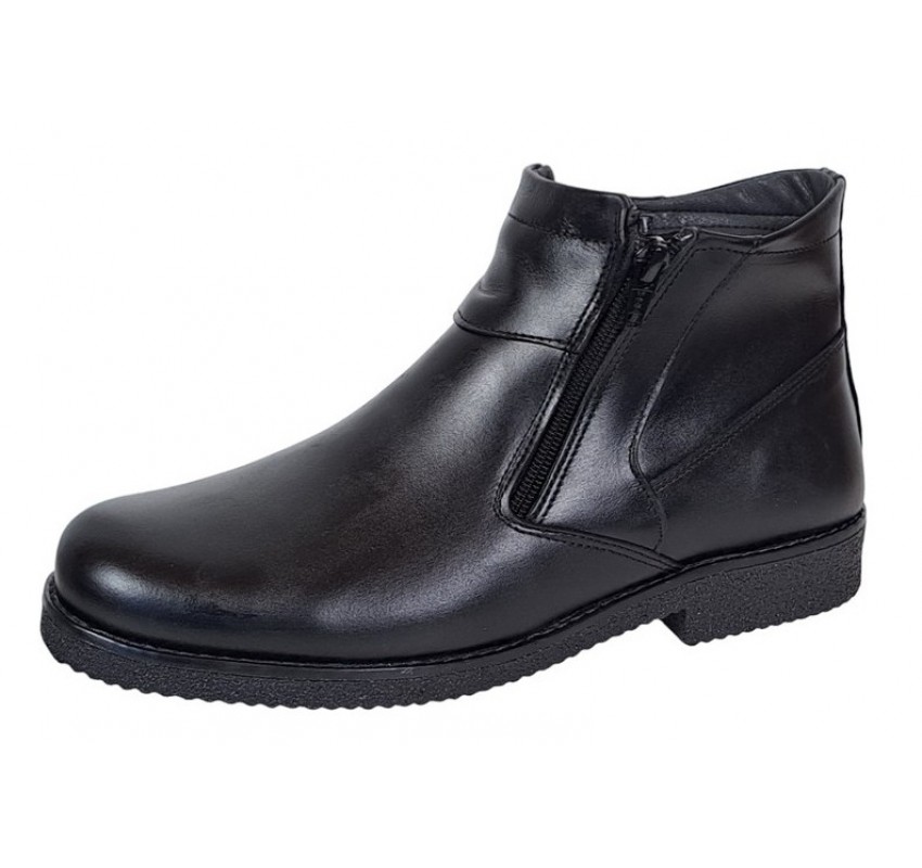 Ghete barbatesti negre din piele naturala cu doua fermoare Rusay Office GKR35NF