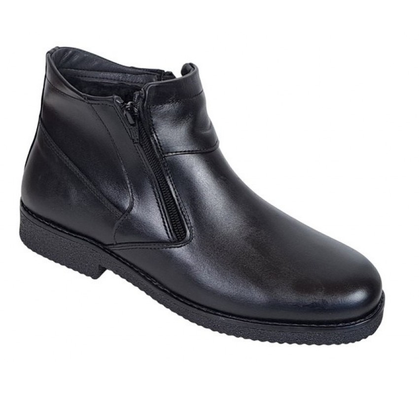 Ghete barbatesti negre din piele naturala cu doua fermoare Rusay Office GKR35NF