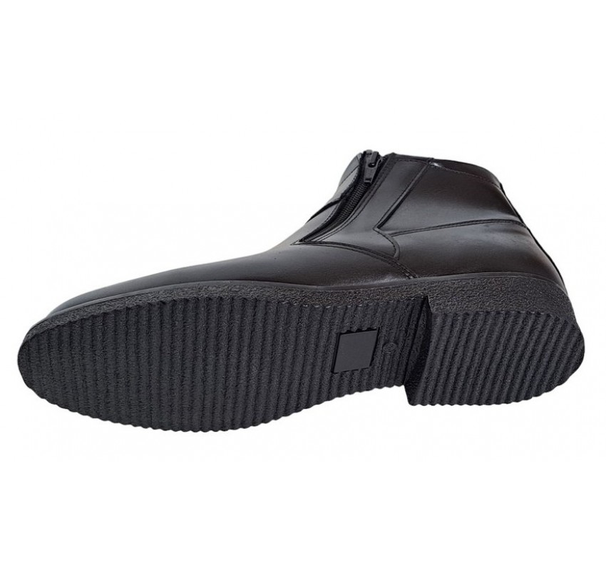 Ghete barbatesti negre din piele naturala cu doua fermoare Rusay Office GKR35NF