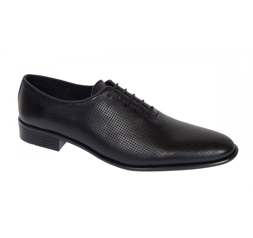 Pantofi barbati eleganti din piele naturala - Model Office Negru Matritat GKR35NPF