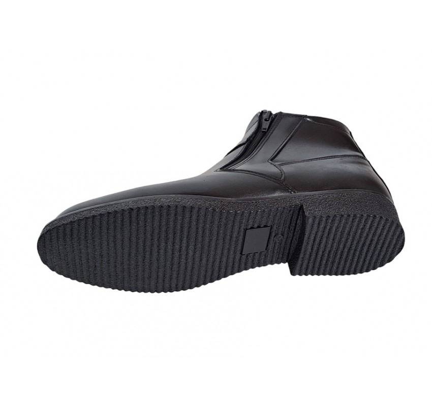 Ghete casual barbati, din piele naturala, cu doua fermoare, (imblanite), negru, GKR35N