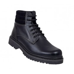 Bocanci barbati experimentali din piele naturala, imblaniti, model iarna, negru box, GKR37N