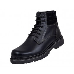 Bocanci barbati experimentali din piele naturala, imblaniti, model iarna, negru box, GKR37N