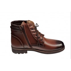 Ghete casual barbati, din piele naturala (imblanite), Maro, GKR39M