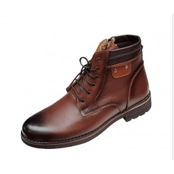 Ghete casual barbati, din piele naturala (imblanite), Maro, GKR39M