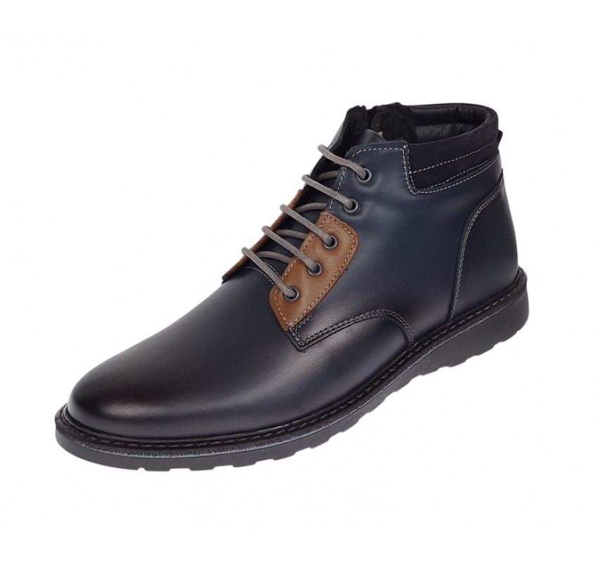 Ghete piele naturala barbati imblanite cu siret si fermoar Corsa Blue GKR Incaltaminte Ghete piele naturala barbati imblanite cu siret si fermoar Corsa Blue GKR Incaltaminte