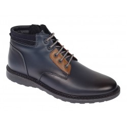 Ghete piele naturala barbati imblanite cu siret si fermoar Corsa Blue GKR Incaltaminte