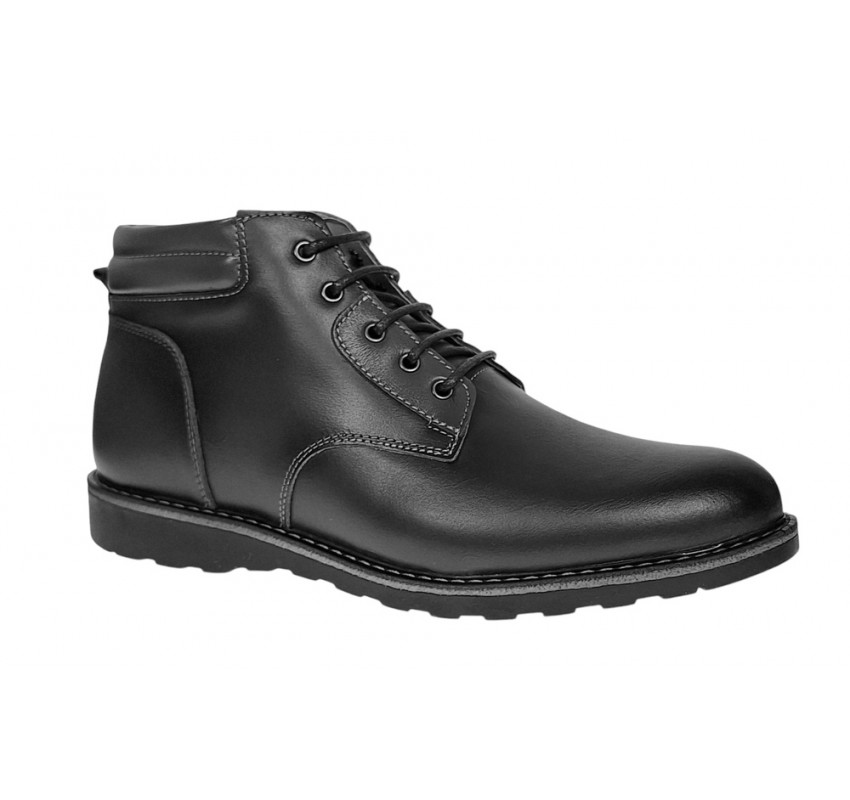 Ghete barbati din piele naturala cu siret si fermoar (imblanite) Corsa Negru GKR3XN