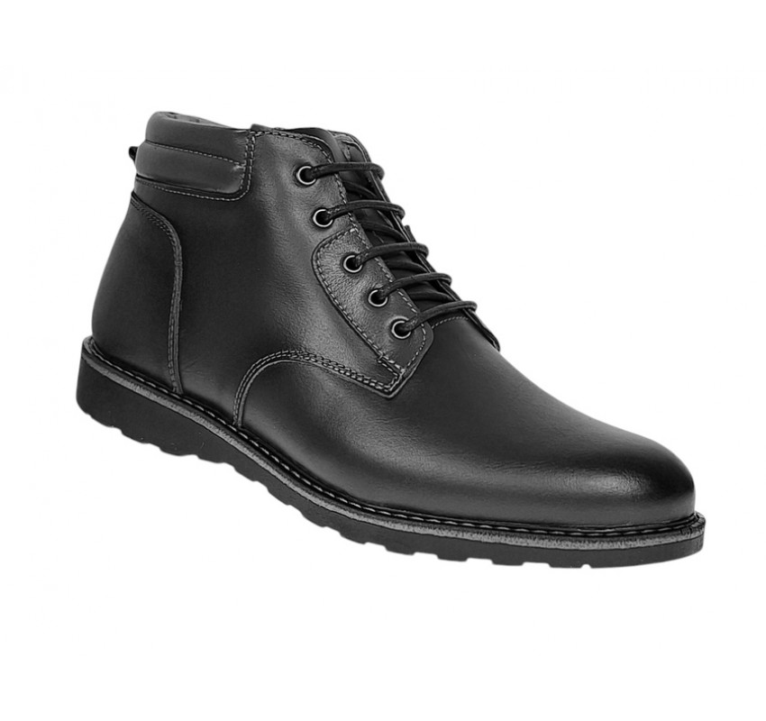 Ghete barbati din piele naturala cu siret si fermoar (imblanite) Corsa Negru GKR3XN