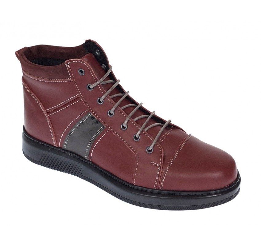 Ghete barbati din piele naturala imblanite Bordo, GKR40VIS Ghete barbati din piele naturala imblanite Bordo, GKR40VIS