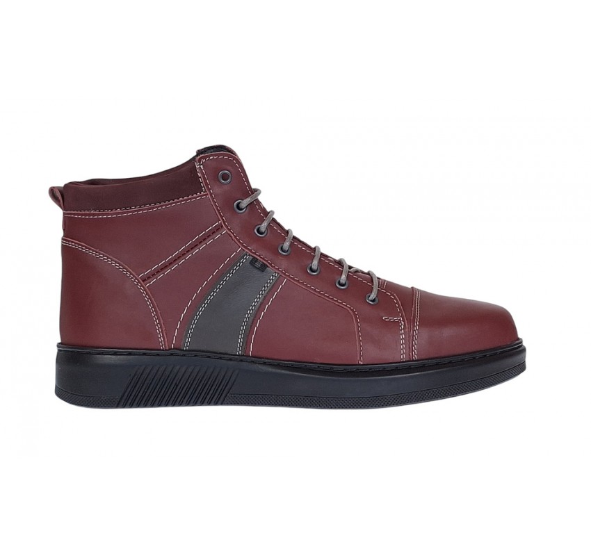 Ghete barbati din piele naturala imblanite Bordo, GKR40VIS Ghete barbati din piele naturala imblanite Bordo, GKR40VIS