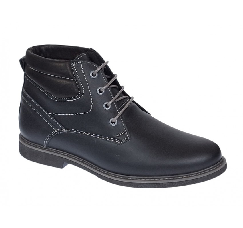 Ghete barbati, din piele naturala, imblanite, Burano, Negru, GKR41N Ghete barbati, din piele naturala, imblanite, Burano, Negru, GKR41N