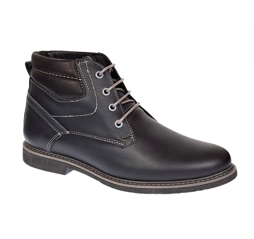 Ghete barbati, din piele naturala, imblanite, Burano, Negru, GKR41N Ghete barbati, din piele naturala, imblanite, Burano, Negru, GKR41N