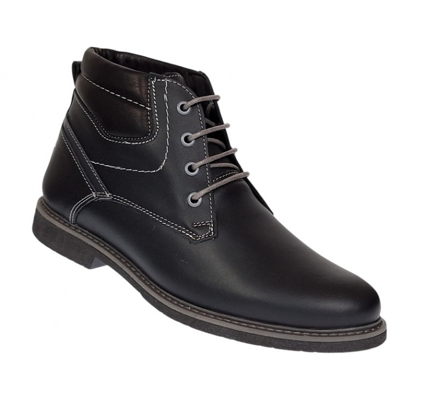 Ghete barbati, din piele naturala, imblanite, Burano, Negru, GKR41N Ghete barbati, din piele naturala, imblanite, Burano, Negru, GKR41N