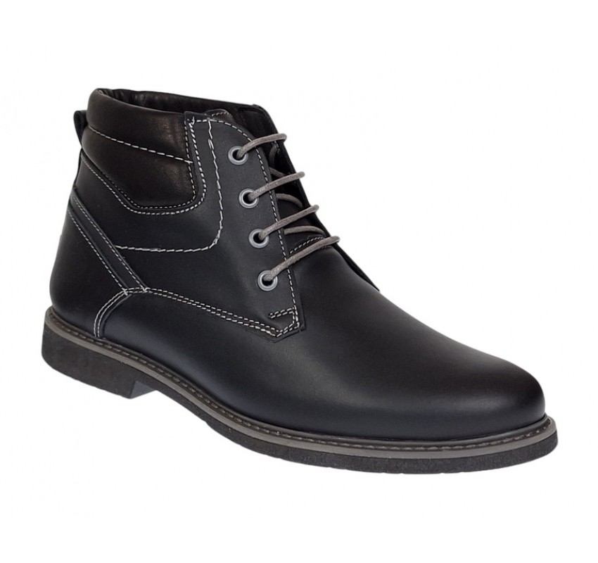 Ghete barbati, din piele naturala, imblanite, Burano, Negru, GKR41N Ghete barbati, din piele naturala, imblanite, Burano, Negru, GKR41N