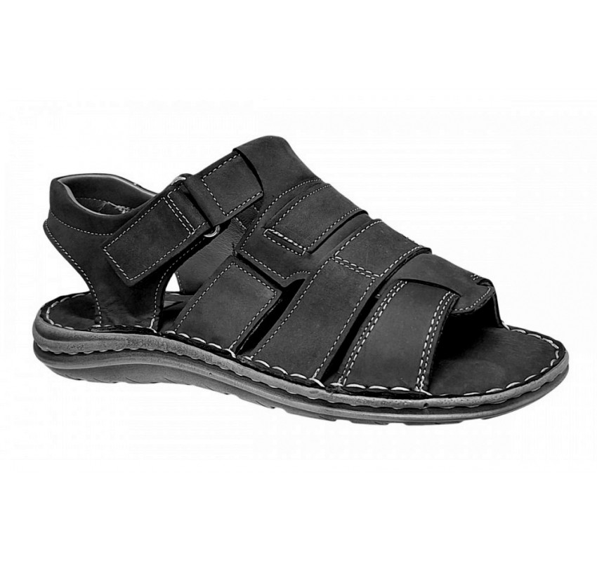 Sandale barbati casual din piele naturala negru bufo GKR47BN