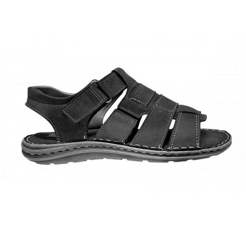 Sandale barbati casual din piele naturala negru bufo GKR47BN