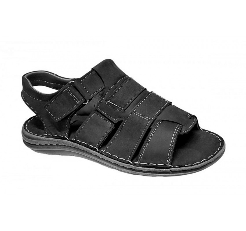 Sandale barbati casual din piele naturala negru bufo GKR47BN