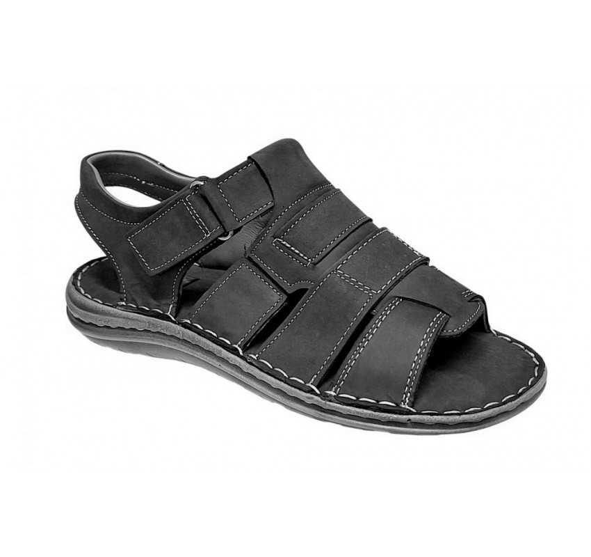 Sandale barbati casual din piele naturala negru bufo GKR47BN