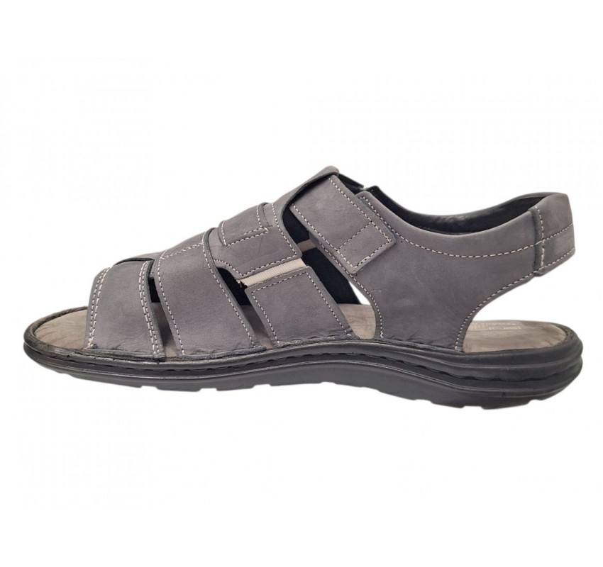 Sandale barbati gri din piele naturală, închidere velcro talpă confortabilă – casual, aerisite și practice GKR47GB