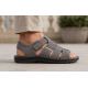 Sandale barbati gri din piele naturală, închidere velcro talpă confortabilă – casual, aerisite și practice GKR47GB