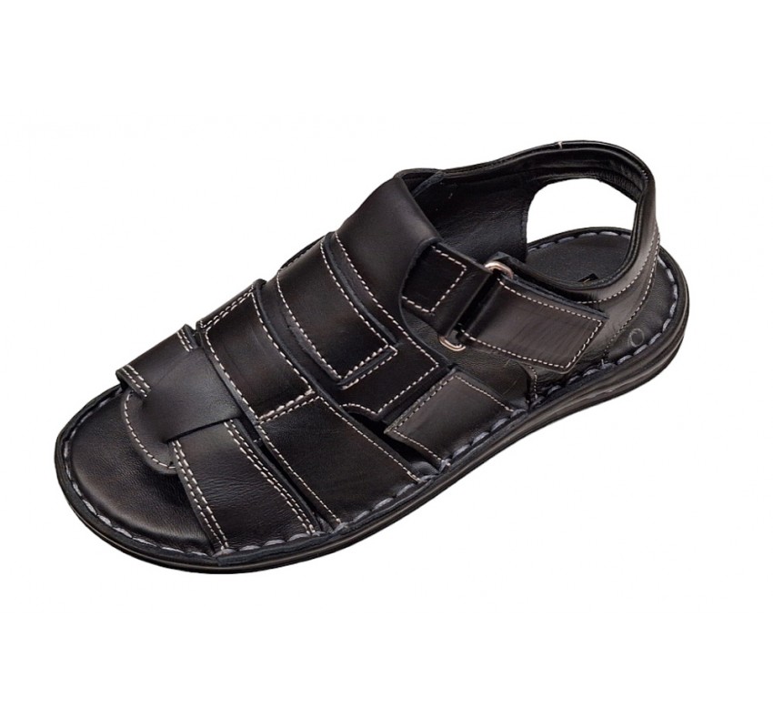 Sandale barbati casual din piele naturala - Model Negru GKR47N