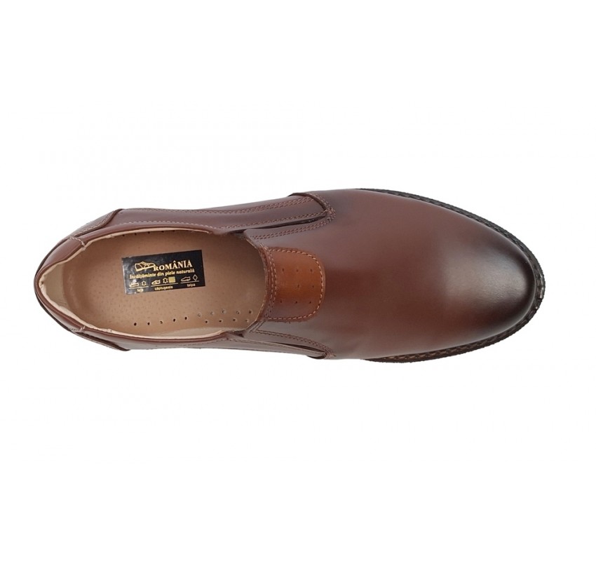 Pantofi barbati casual din piele naturala maro cu elasic - GKR480EM Pantofi barbati casual din piele naturala maro cu elasic - GKR480EM