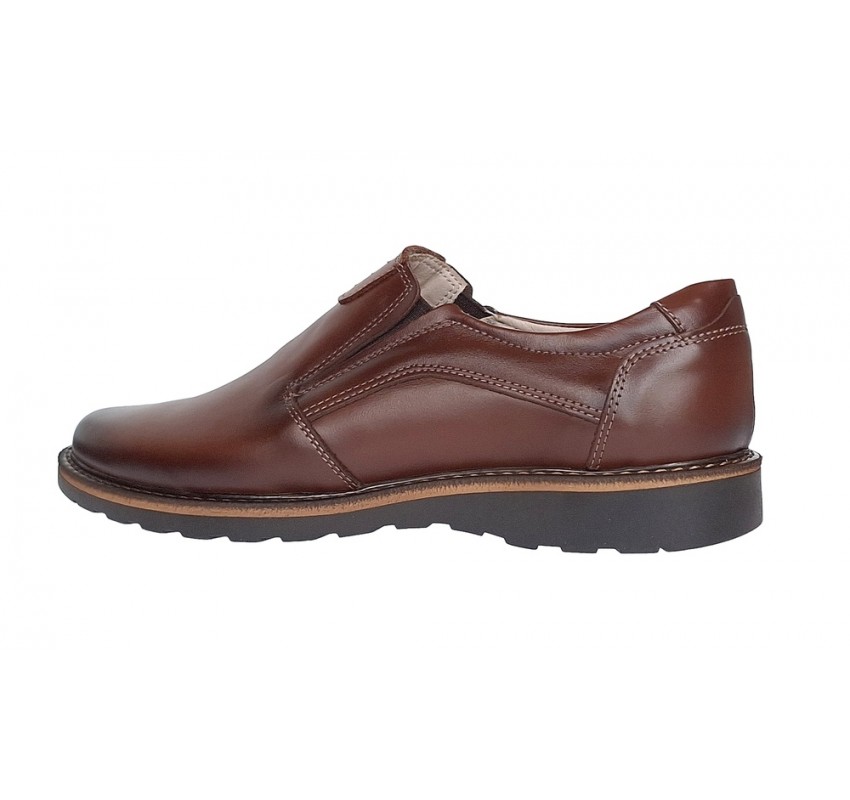 Pantofi barbati casual din piele naturala maro cu elasic - GKR480EM Pantofi barbati casual din piele naturala maro cu elasic - GKR480EM